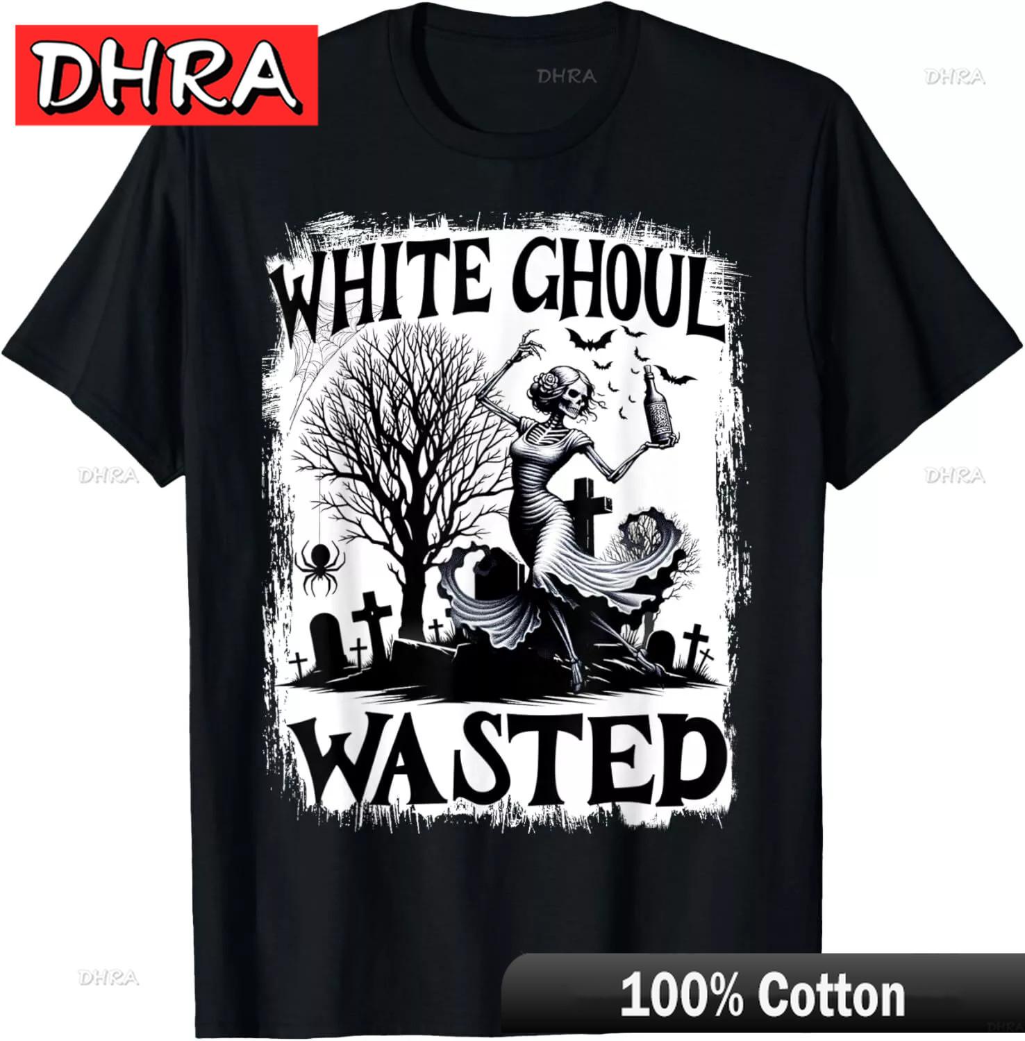 Funny Halloween Drinking Party White Ghoul Wasted Graphic Printed Tshirt Stylish Tee TShirts for Work From Home TShirt Camisa 4XL