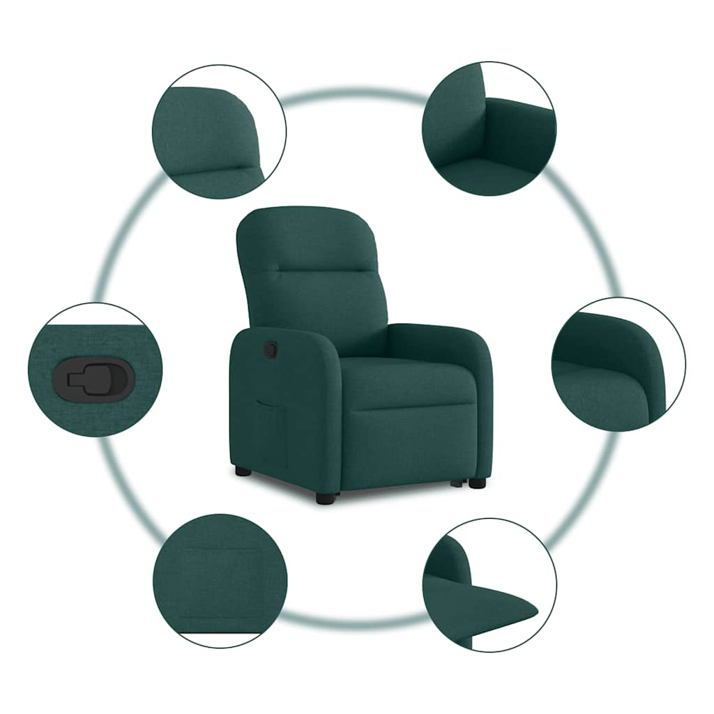 Recliner Chair with Rising Function Dark Green Fabric