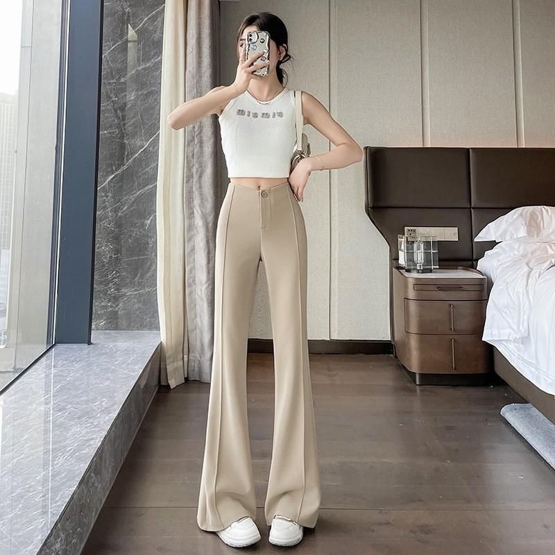 Khaki Slimming Micro-Flare Summer Pants – 2026 Spring Collection XL хаки