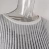 Neck Sleevewhite Long Round Women Elegant Striped See Through Outfits Tshirts Tees Skinny Club Tops