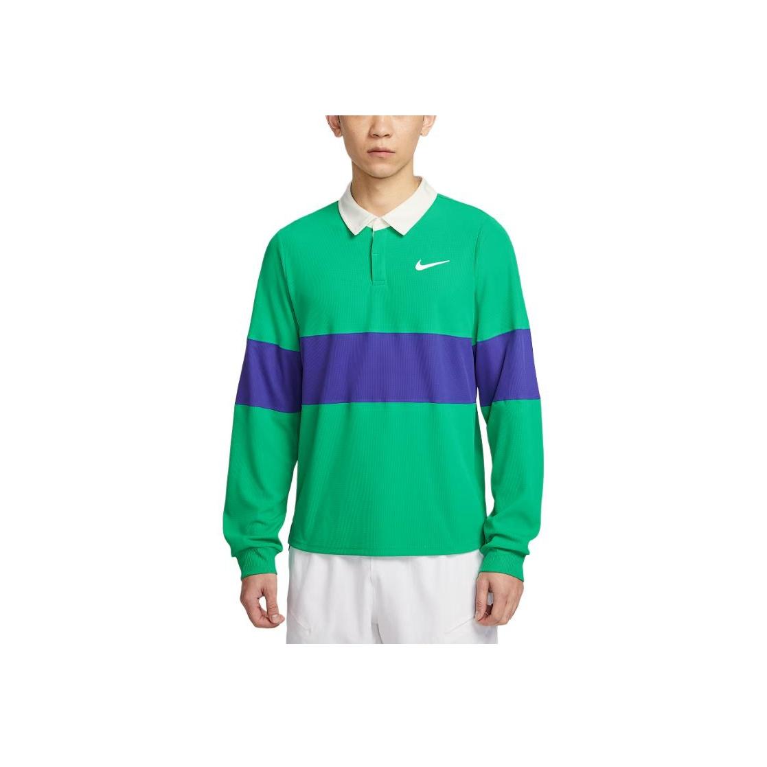 

New Nike Dri FIT ADVCourt Slam SS25 Tennis Top Men s Stadium Green/Midnight Blue/White IB8142-324 L