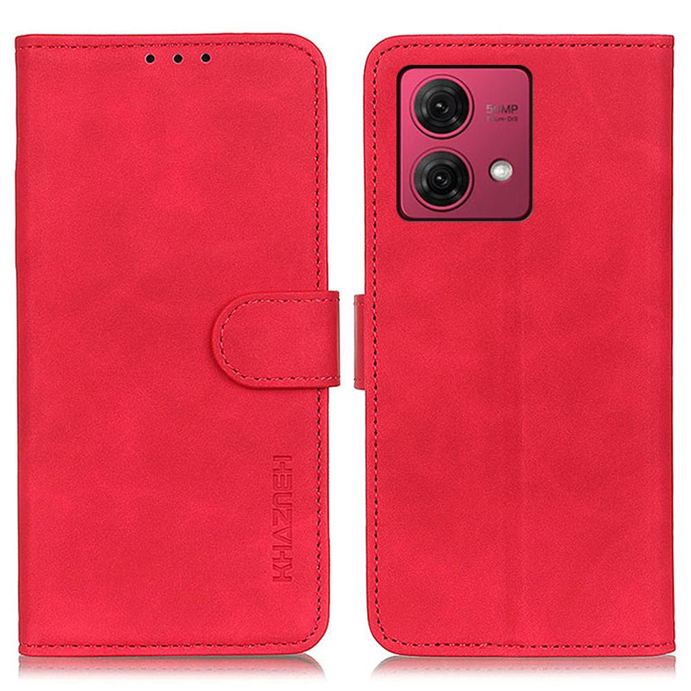 KHAZNEH For Motorola Moto G84 5G Case Retro Texture PU Leather Phone Stand Cover