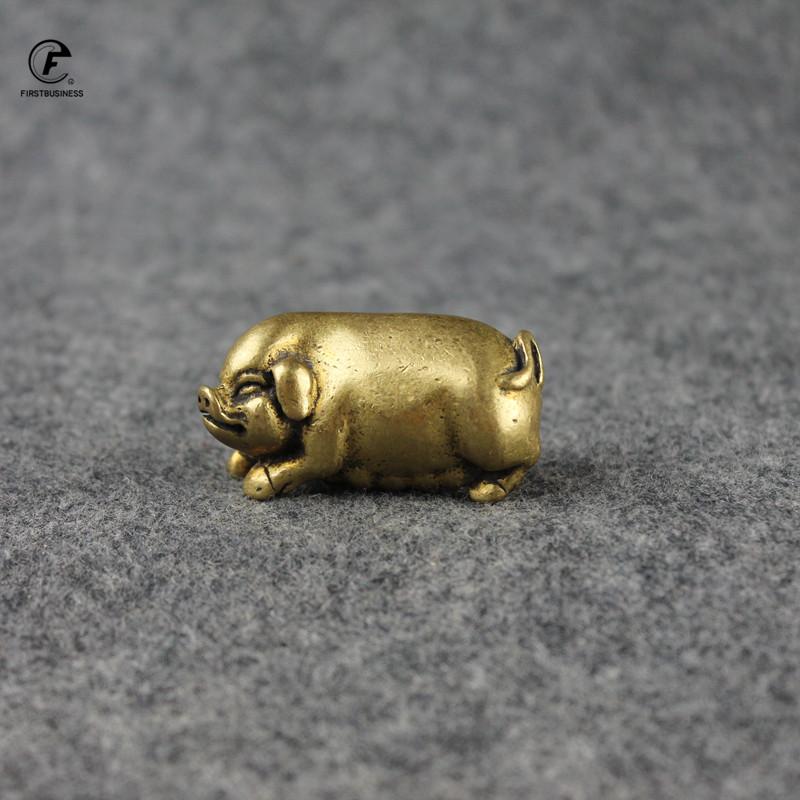 Copper Pig Small Statue Ornaments Solid Brass Desktop Tea Pet Decorations Animal Miniatures Figurines Home Table Decor Crafts