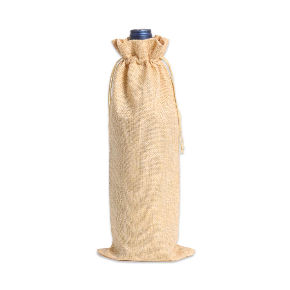 Multicolor Burlap Wine Gift Set with Drawstring Bag