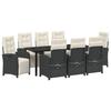 Garden Dining Set with Cushions 9 Pcs Black Poly Rattan