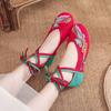 Ladies' New Ethnic-Style Embroidered Canvas Shoes with Oxford Sole Soft-Sole Dance Flats