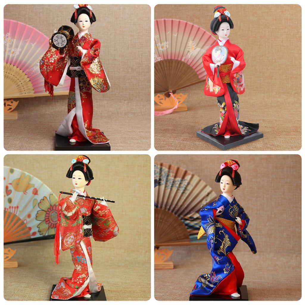 Handcrafts Geisha Kimono Dolls Tabletop Display Figurine Ornament for Japanese Themed Restaurants or Home Decors Gift