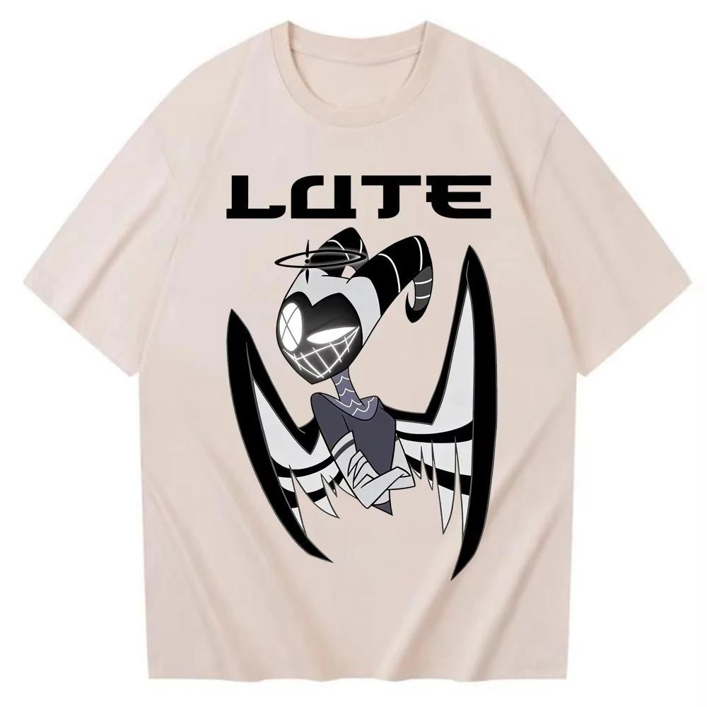 2026 Hazbin Hotel Unisex Cotton Shirt Funny Lute Graphic O-neck Shirt Summer Harajuku Fashion Streetwear High Quality Tshirt S