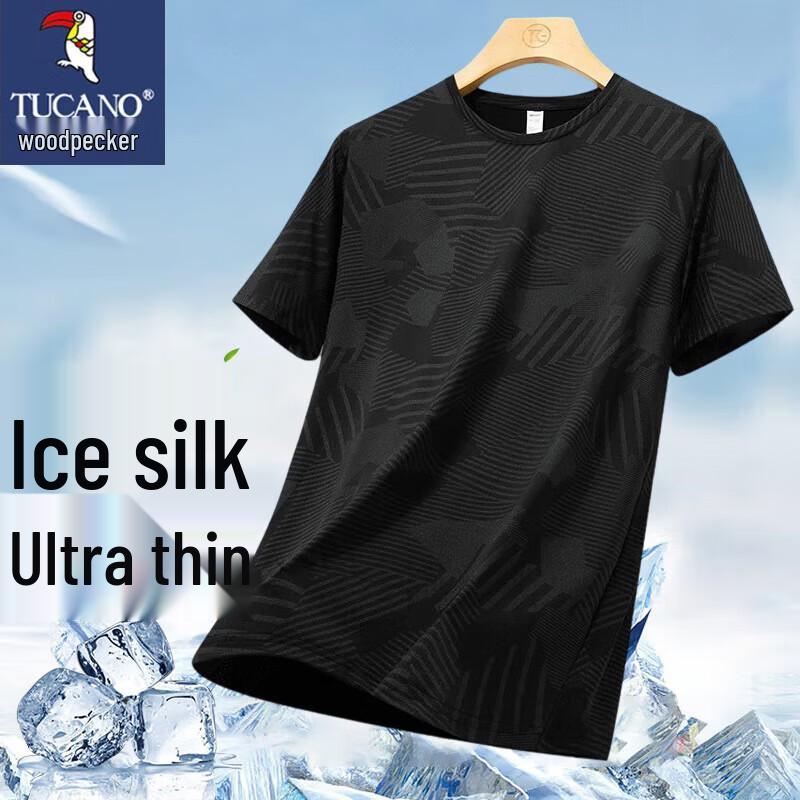 TUCANO Men's Summer Ice Silk Quick Dry Crew Neck T-Shirt