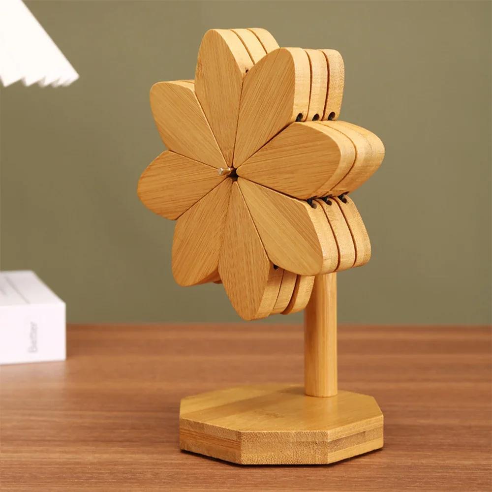 

Windmill Shape Coasters Trivet Set, Bamboo Trivets for Hot Dishes, Heat Resistant Wooden Mat Potholders for Kitchen and Dining A set