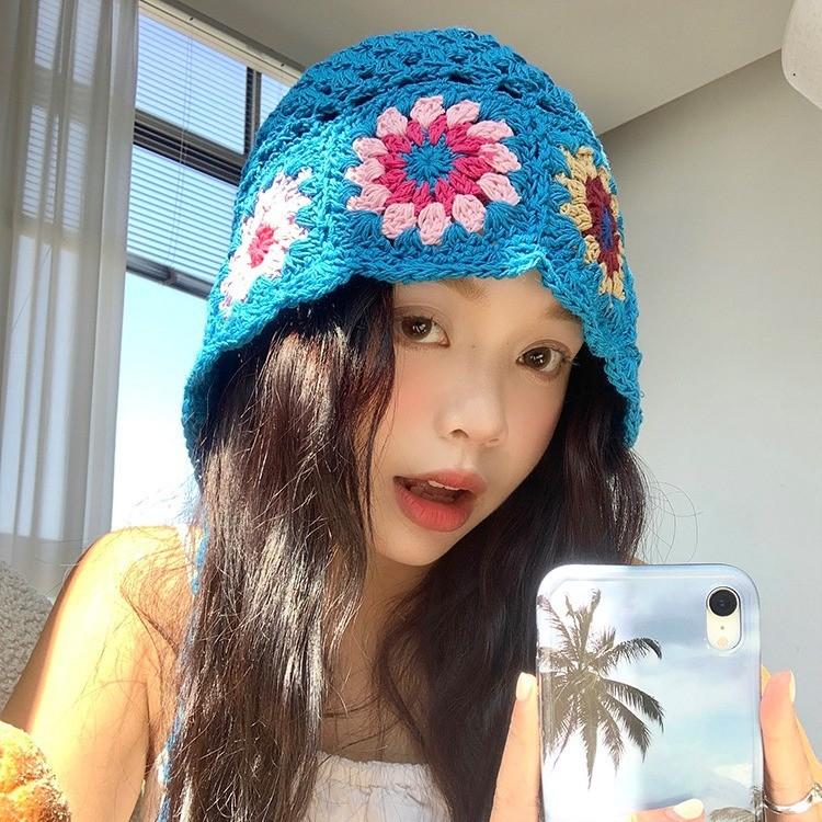 Summer Knitted Chic Fisherman Hat In Blue And Beige Ideal For Genderneutral Fashion Lovers