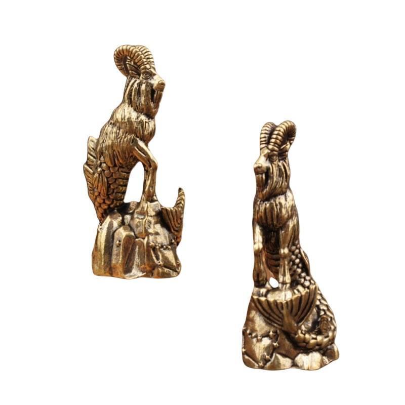Handcrafted Chinese Zodiac Goat Sculpture Money Step Sheep Figurine Desktop Ornament for Home Office Feng Shui Decor Gift