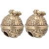 2 Pcs Pattern Bell Hanging Metal Charm Keychain Pendant Brass DIY Pendants