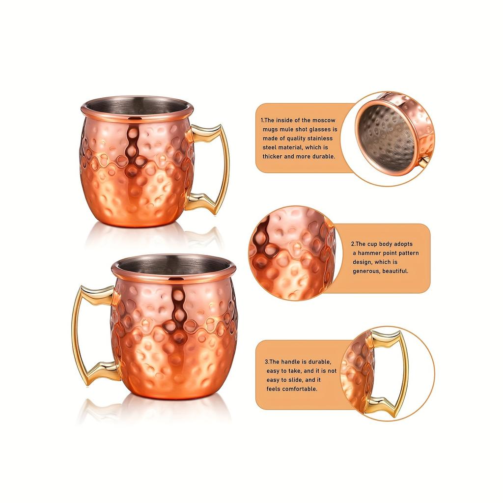 4pcs Mini Moscow Mugs 2oz Mule Shot Glasses For Home Kitchen Bar Drinkware (Rose Golden)