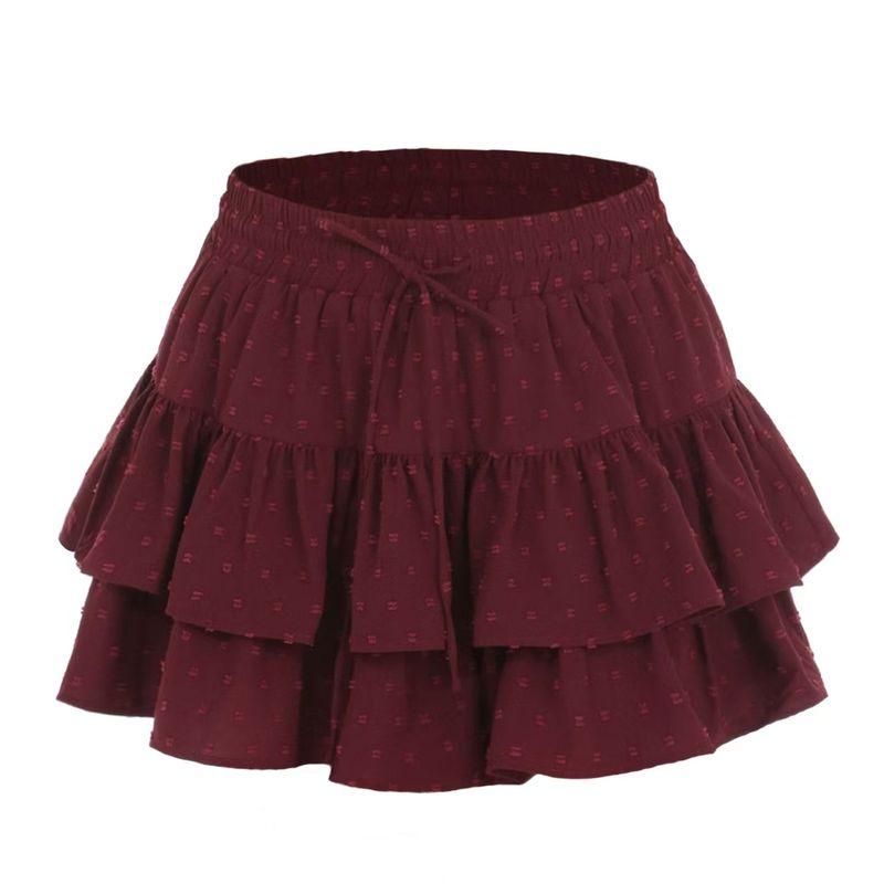 

Fashion Fashion Casual Exercise Fashion Tape High-Waisted Trousers Skirt Cake Dress High Waisted Cake Skirt Red XL
