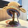 Christmas Deer Hat Handbag 2-in-1 Knitted Reindeer Cap Windproof Foldable Lightweight Packable Knit Hat Winter Travel Accessory
