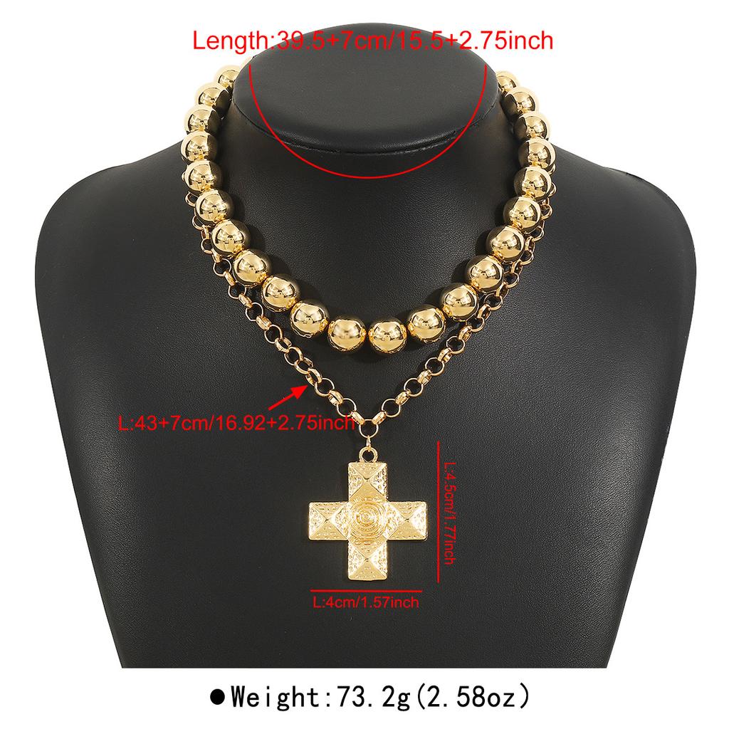 Tooxika Exaggerated Metal With Diamonds Cross Pendant Necklace Set Retro Literary Light Luxury Collarbone Chain