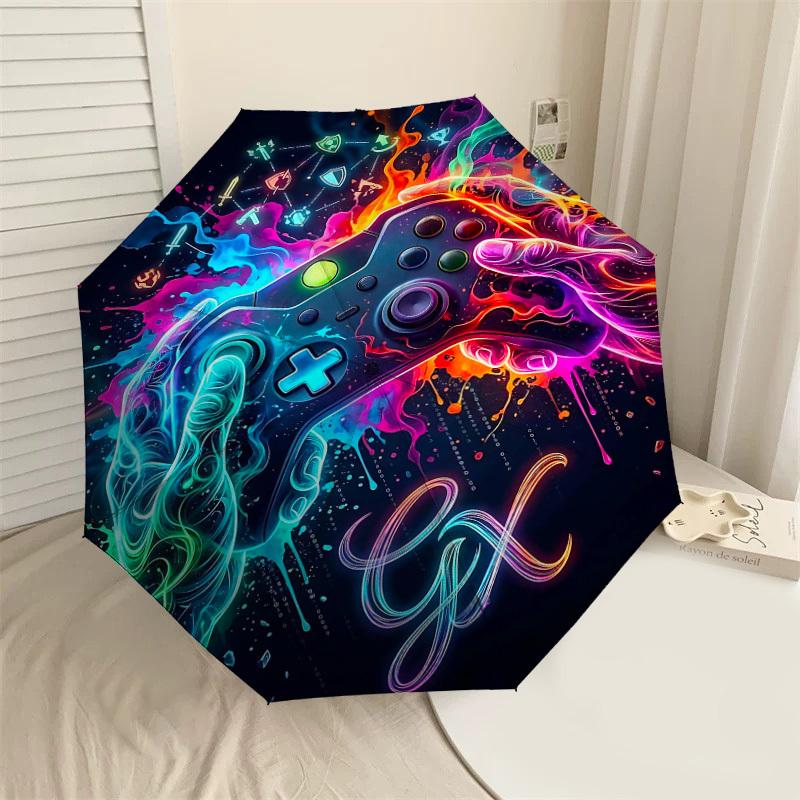 

1PC Gamepad Gaming Umbrella-8-Rib Reinforced Portable Folding Travel Suitable for All Seasons Outdoor Daily Use -J0385