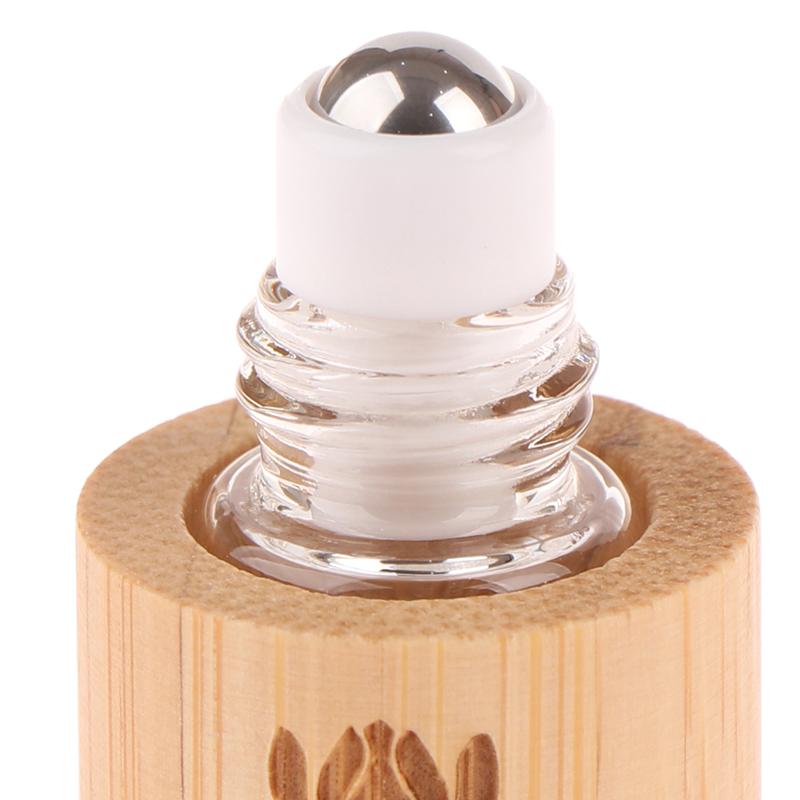 1 ml Bambusroller Leere Flasche Hautpflegebehälter Antiker Stil Roll-on-Flaschen Kleine Parfüm Ätherisches Öl Mit Anhänger