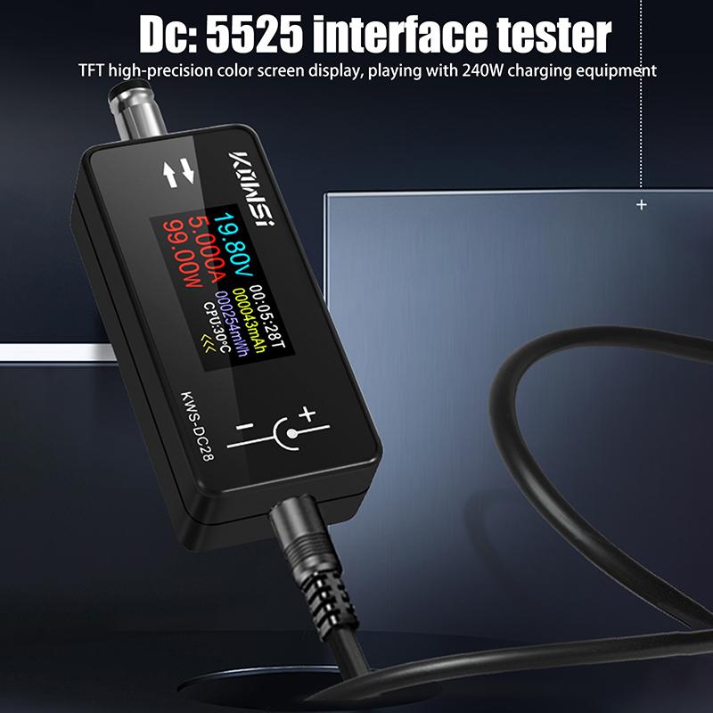 Kws-Dc28 0.96 Inch Tft Hd Digital Display Dc 5.5*2.5 Interface Tester Voltage Ammeter Power Meter Multi In One Display