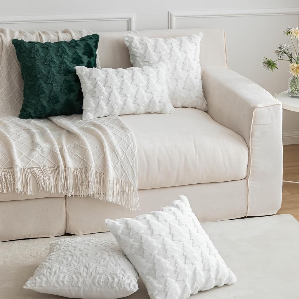 Christmas Tree Throw Pillow Cover With Plush Fabric For Living Room Decor