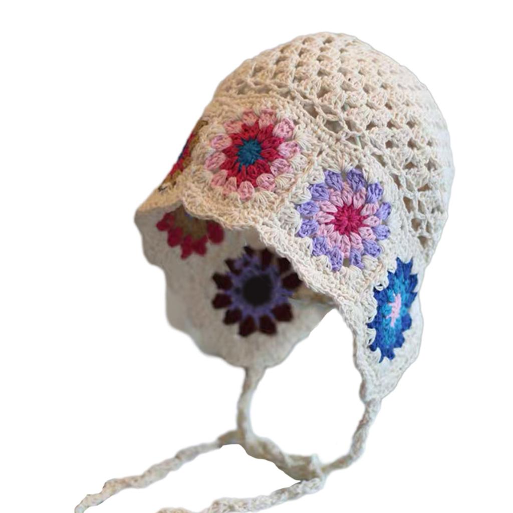 Adult Knitted Crochet Flower Hat Cute Students Outdoor Cycling Hiking Hat Lovely Hot Summer Hollow Out Hat for Couple