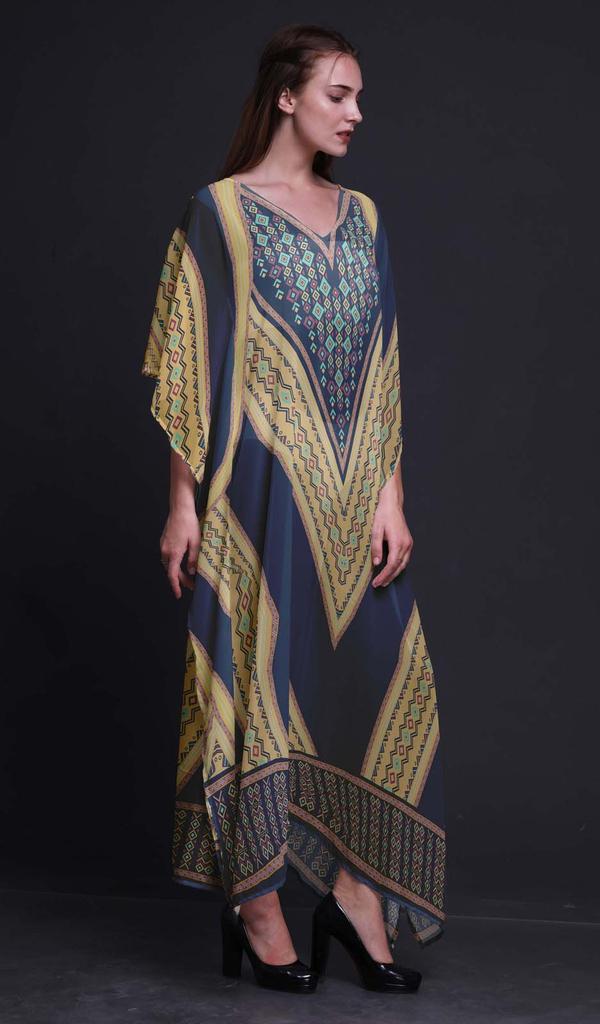 Phagun Geometric African Womens Long Beach Kaftan Beachwear Bikini Coverup Maxi