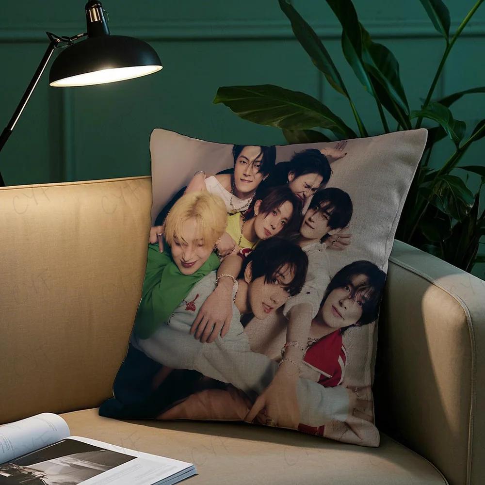 Boy Team E-Enhypen Pillow Case Pillowcase Anti-Dustmite Pillow Invisible Zipper Silky Short Plush Sofa Cushion Cover