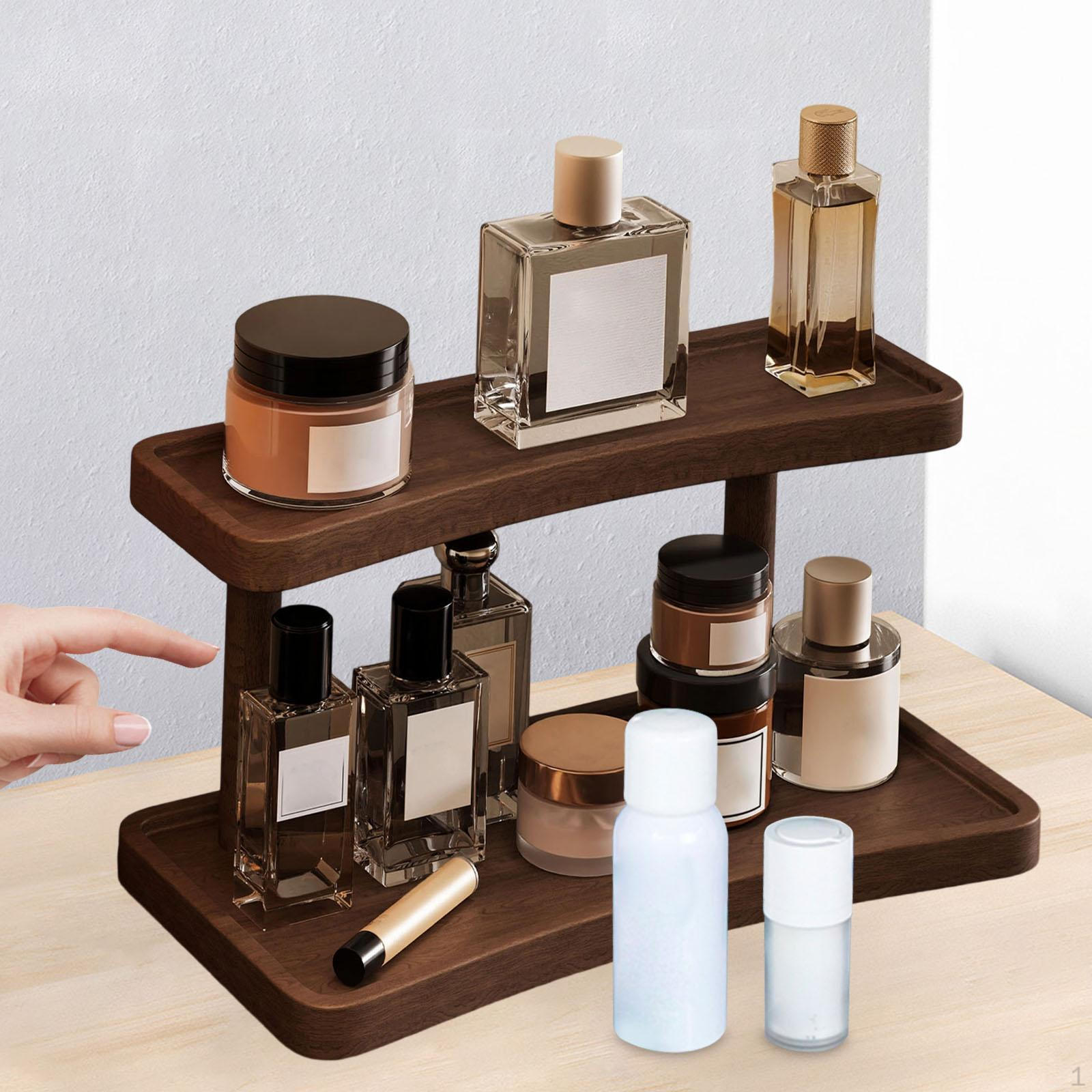 

Двухъярусная деревянная полка-витрина, Органайзер для ювелирных изделий, Многофункциональная подставка для коллекционных предметов и 32x15x19cm