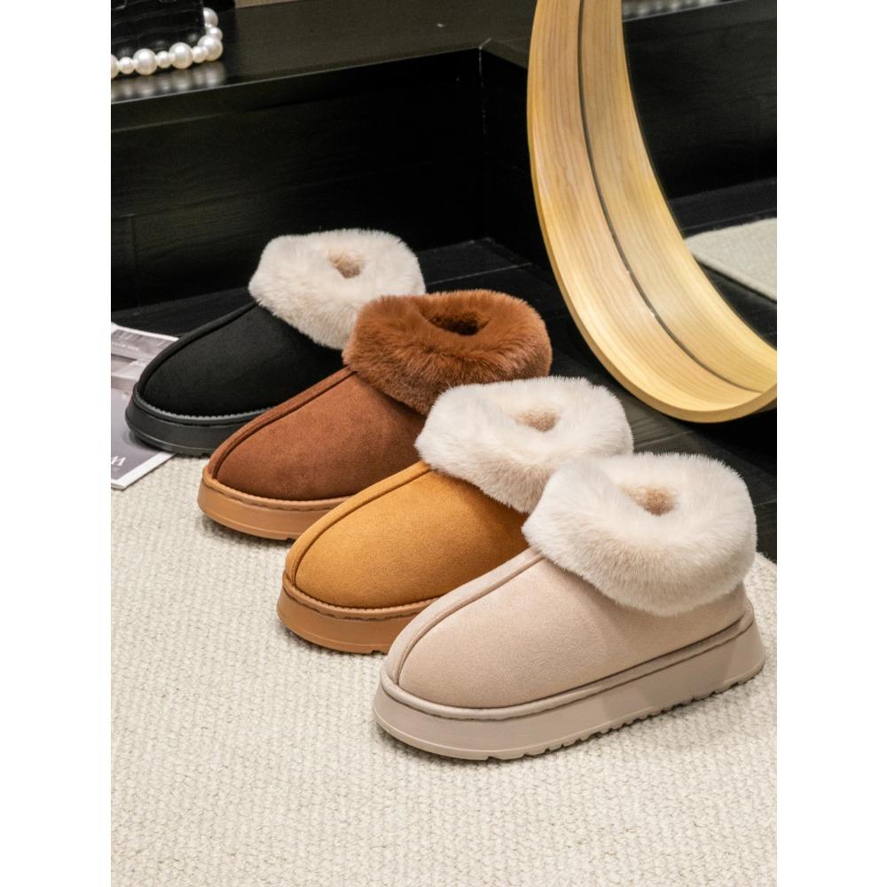 High Quality of  Women's Fashion Snow Boots Fluffy Plush Faux Fur Soft Slippers Winter Indoor Comfortable Home men's Shoes