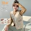 Down cotton vest women's spring new thermal vest light and short v-neck autumn and winter velvet vest liner