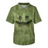 Men's Printing Short Sleeve V-neck Working Blouse Chest Pocket Carer Top