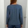 Women's Fashionable Solid Color Round Neck Long Sleeved Casual Pullover T-shirt Top