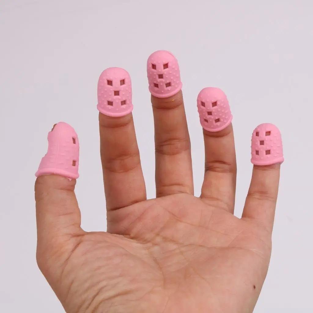 Guitar Finger Protectors (S+3M+L) Silicone Finger Protectors Ventilation Holes Good Elasticity Finger Protectors for Guitar Playing
