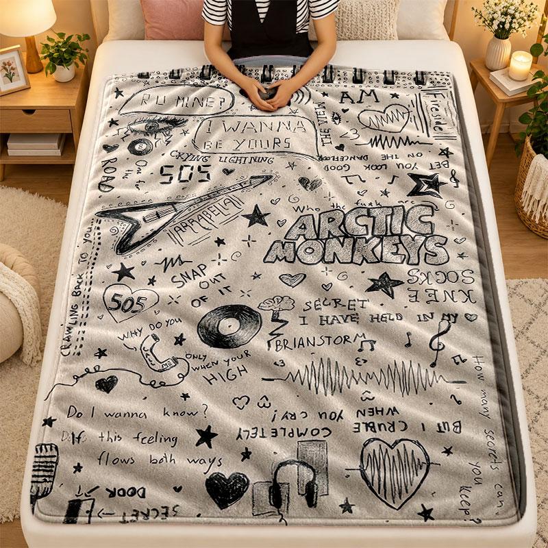 Flannel BlanketArctic Monkeys Warm Soft Throw Blanket for Indoor Sofa Bed Living Room Use