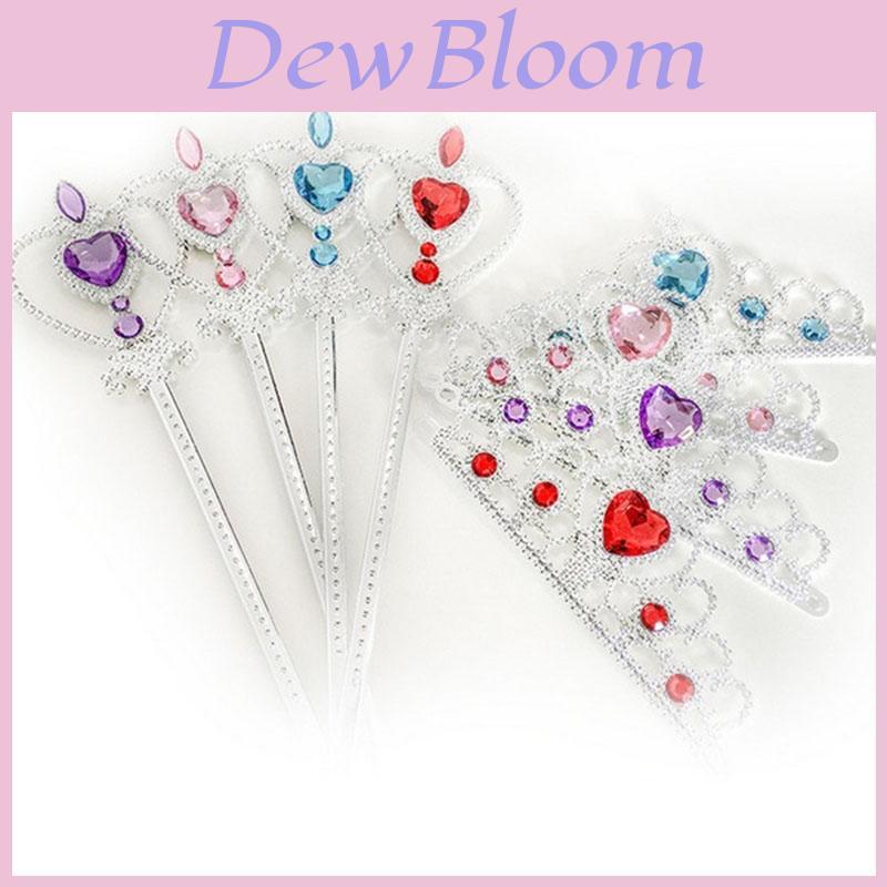 Shining Girl Princess Belle Dress Up Party Accessory 2pcs Set With Wand Tiara