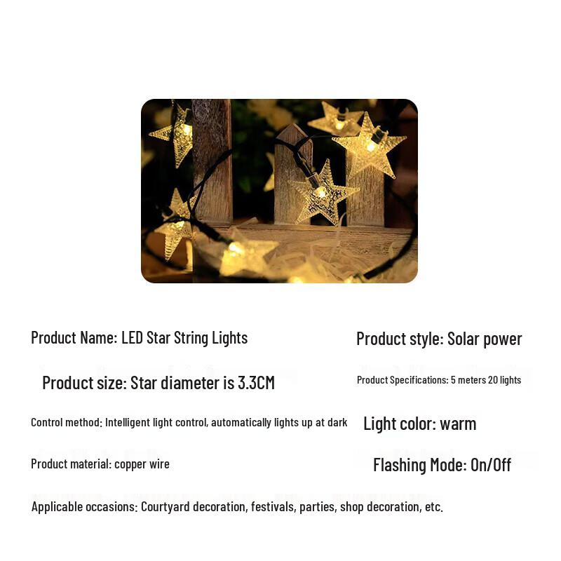 Enpufike LED Solar Star String Lights