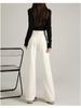 > Aprikot Samt Weite Hosen: Damen Herbst/Winter 2026 High-Waist Warme Gerade Hosen