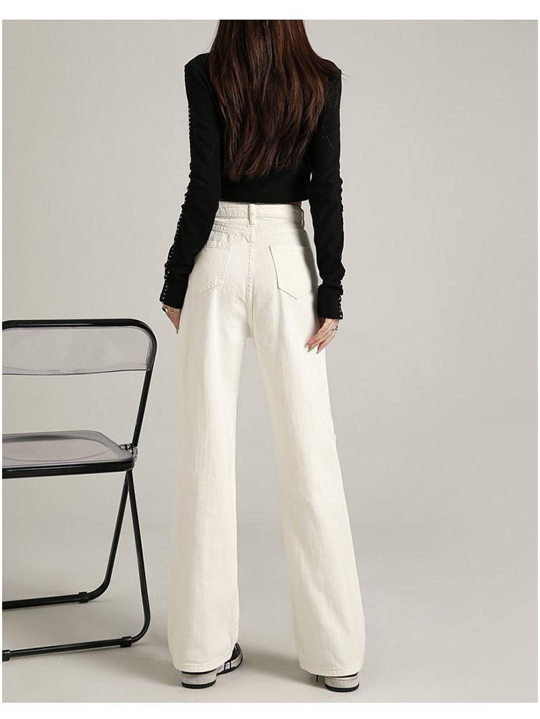 > Aprikot Samt Weite Hosen: Damen Herbst/Winter 2026 High-Waist Warme Gerade Hosen