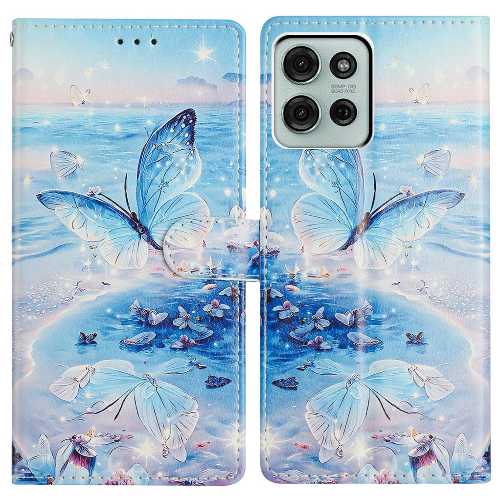 For Motorola Moto G86 5G Case Pattern Printing Wallet Stand Flip Leather Phone Cover with Strap