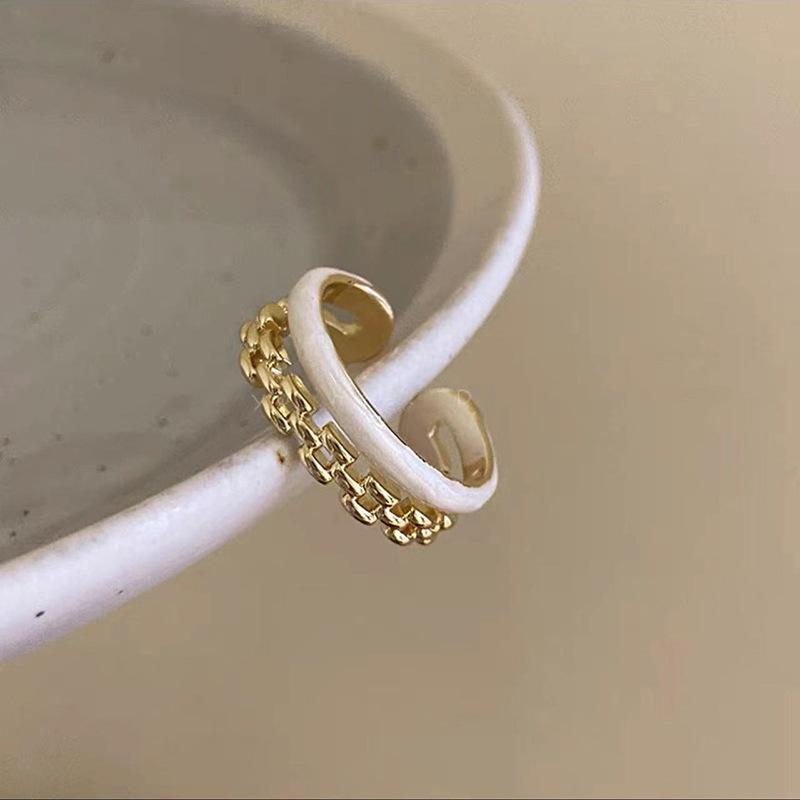 

Chic Ins 2023 Style Double Layer Drip Glazed Heart Zircon Ring For Women J3599