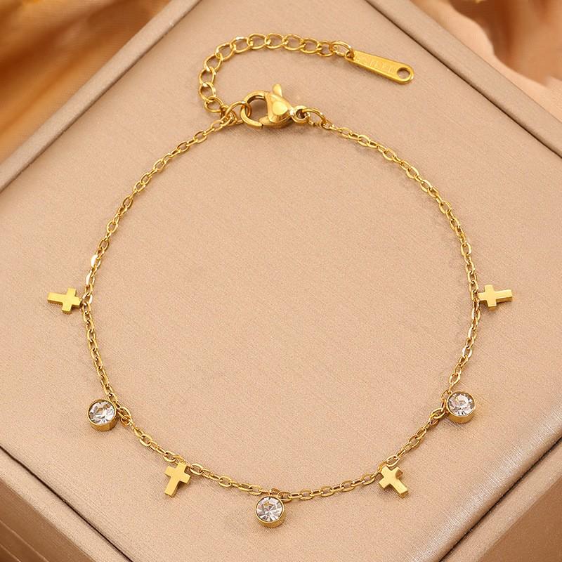 Korean Fashion Titanium Steel Diamond Inlaid Women's Luxury Bracelet