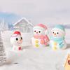 Christmas Cartoon Resin Santa & Snowman Couple Micro Landscape Ornaments