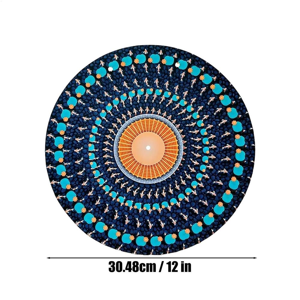 Alfombrilla para Discos de Vinilo 12 pulgadas Antideslizante Fieltro Efecto Visual Almohadilla Ilusión Óptica Tocadiscos Slipmat para DJ Amantes de la Música Familia Amigos