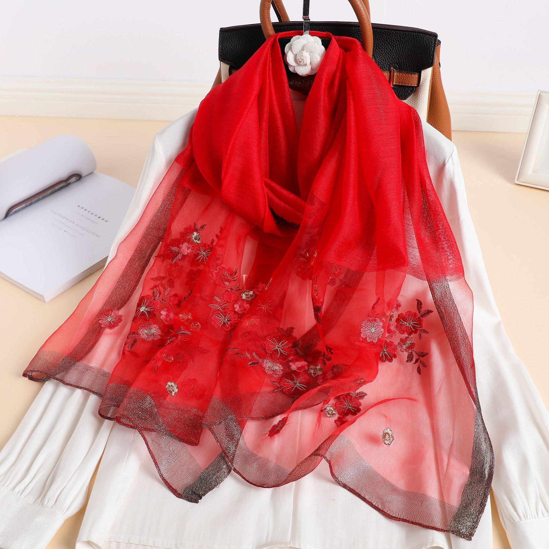 

Шелковый женский шарф Шерстяные шали Женские накидки Цветочная буфанда Пашмина Вышивка Шарфы Хиджаб Однотонная длинная женская бандана 70x180cm