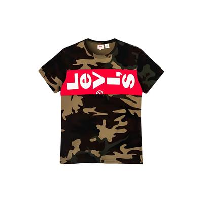 Levis Color Block Letter Print Comfortabel T-shirt met Korte Mouwen Heren Tops Camouflage 69846-0001