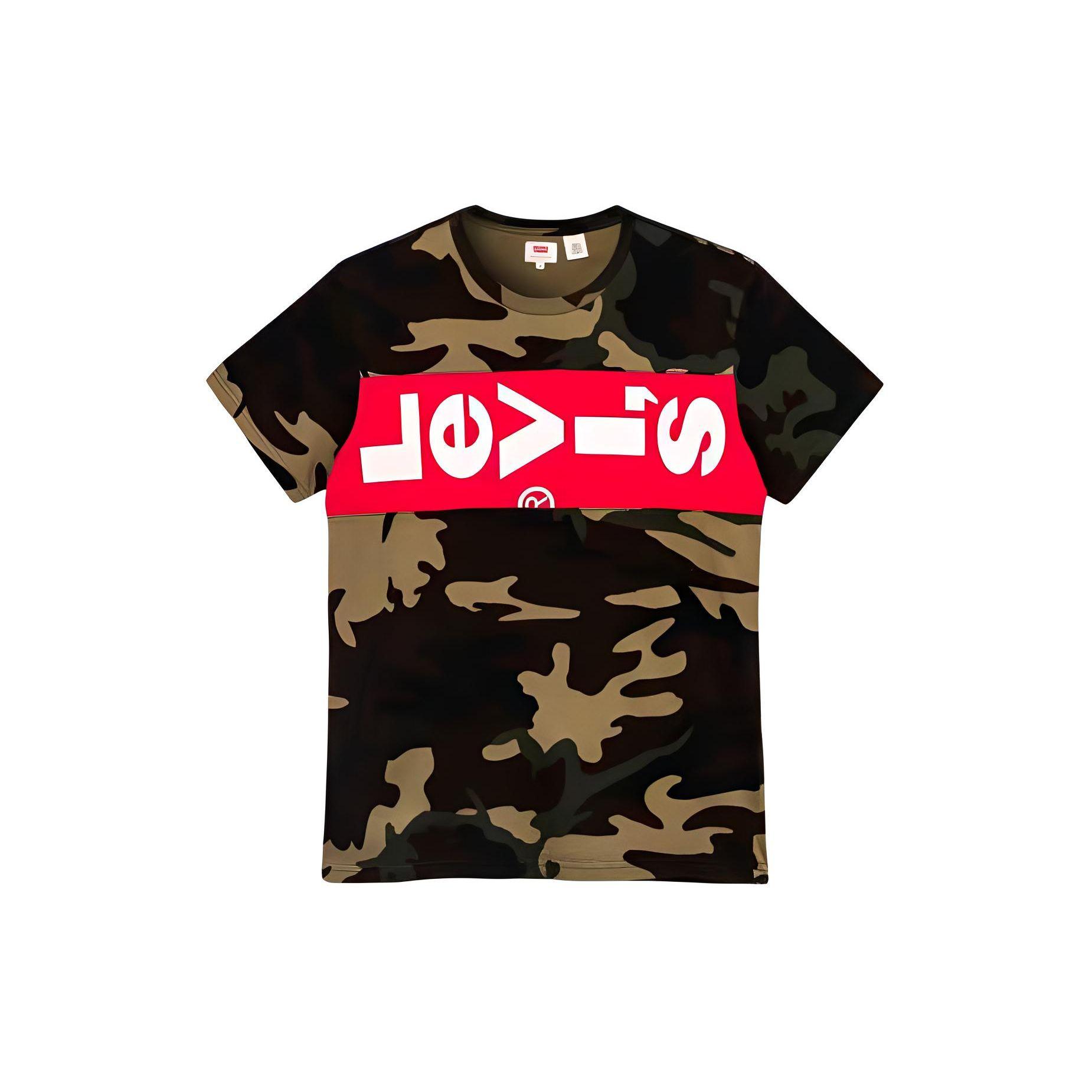 

Levis Color Block Letter Print Comfortable Short Sleeve T-Shirt Men Tops Camouflage 69846-0001 S
