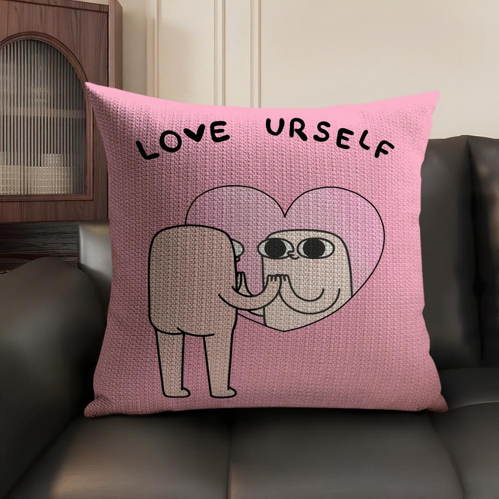 FUNNY Cartoon KKETNIPZ Cushion Cover Natural Linen Organic Fabric DoubleSided Printing Sofa Home Decor Gift Pillow Case