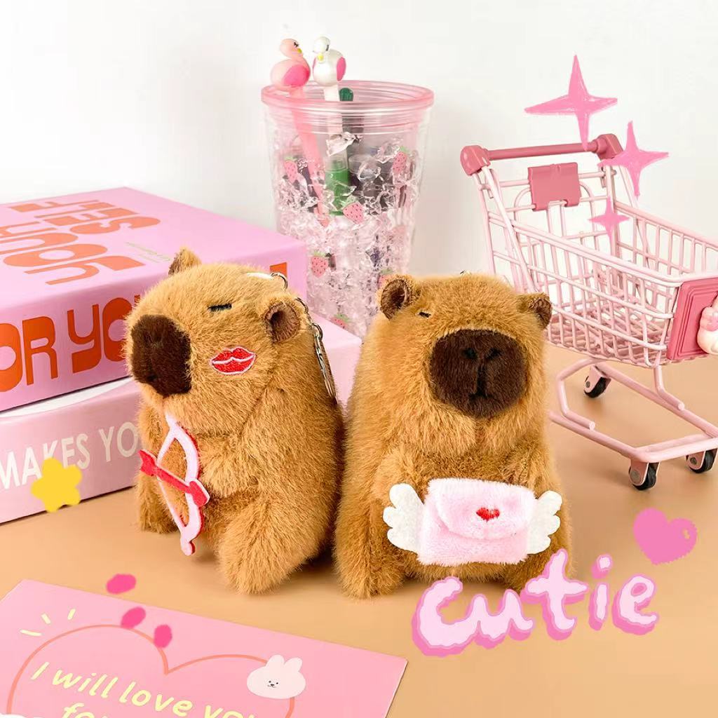 Cartoon Love Book Capybara Plush Doll Creative Cupid Arrow Kapibala Doll Bag Keychain Pendant