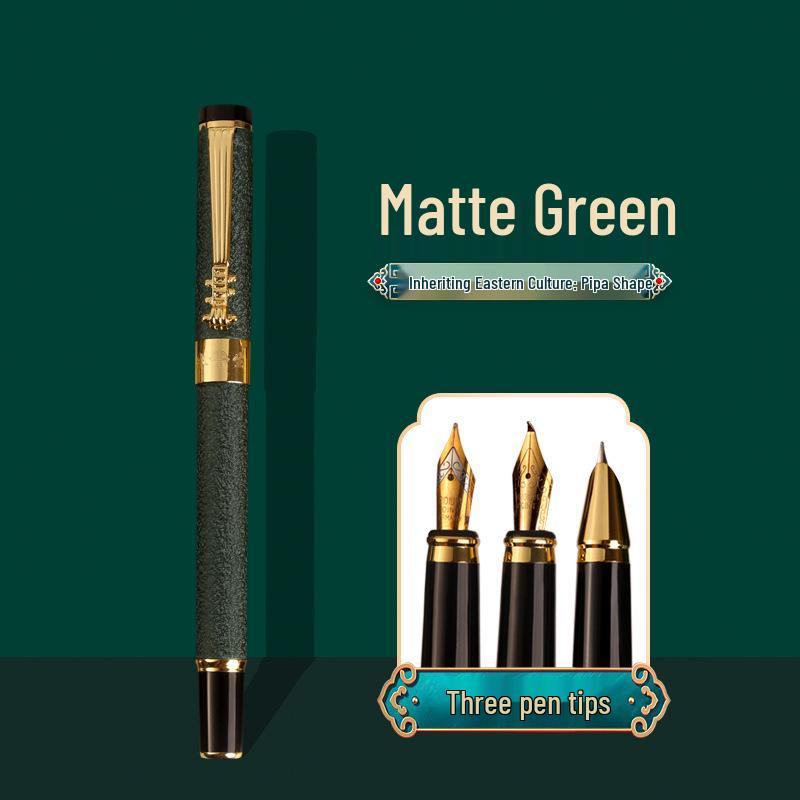 Eternal Life Pipa Fountain Pen 3-Piece Set: Office Ink Cartridge & Student Calligraphy Pen
